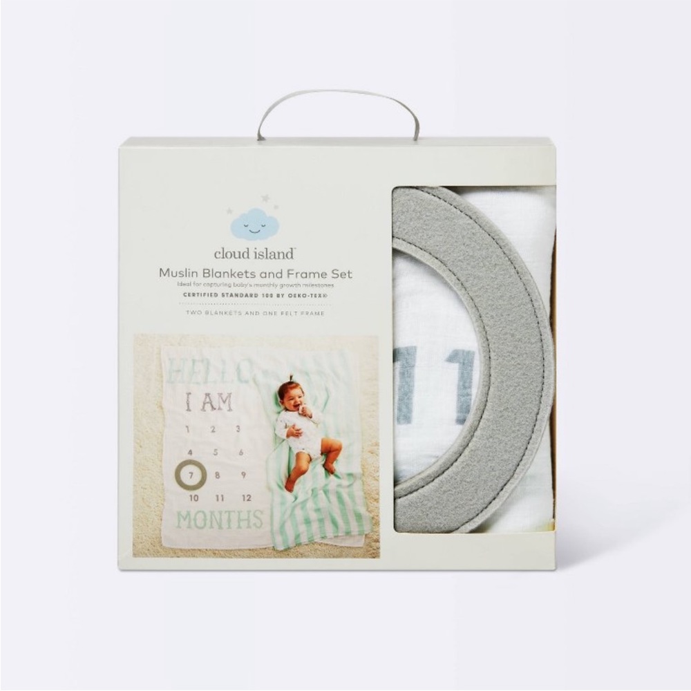 Baby Muslin blankets with felt frame color mint NWT